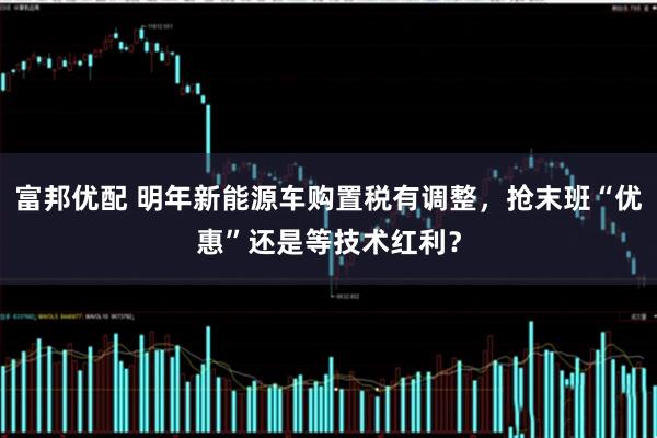 富邦优配 明年新能源车购置税有调整,抢末班“优惠”还是等技术红利?